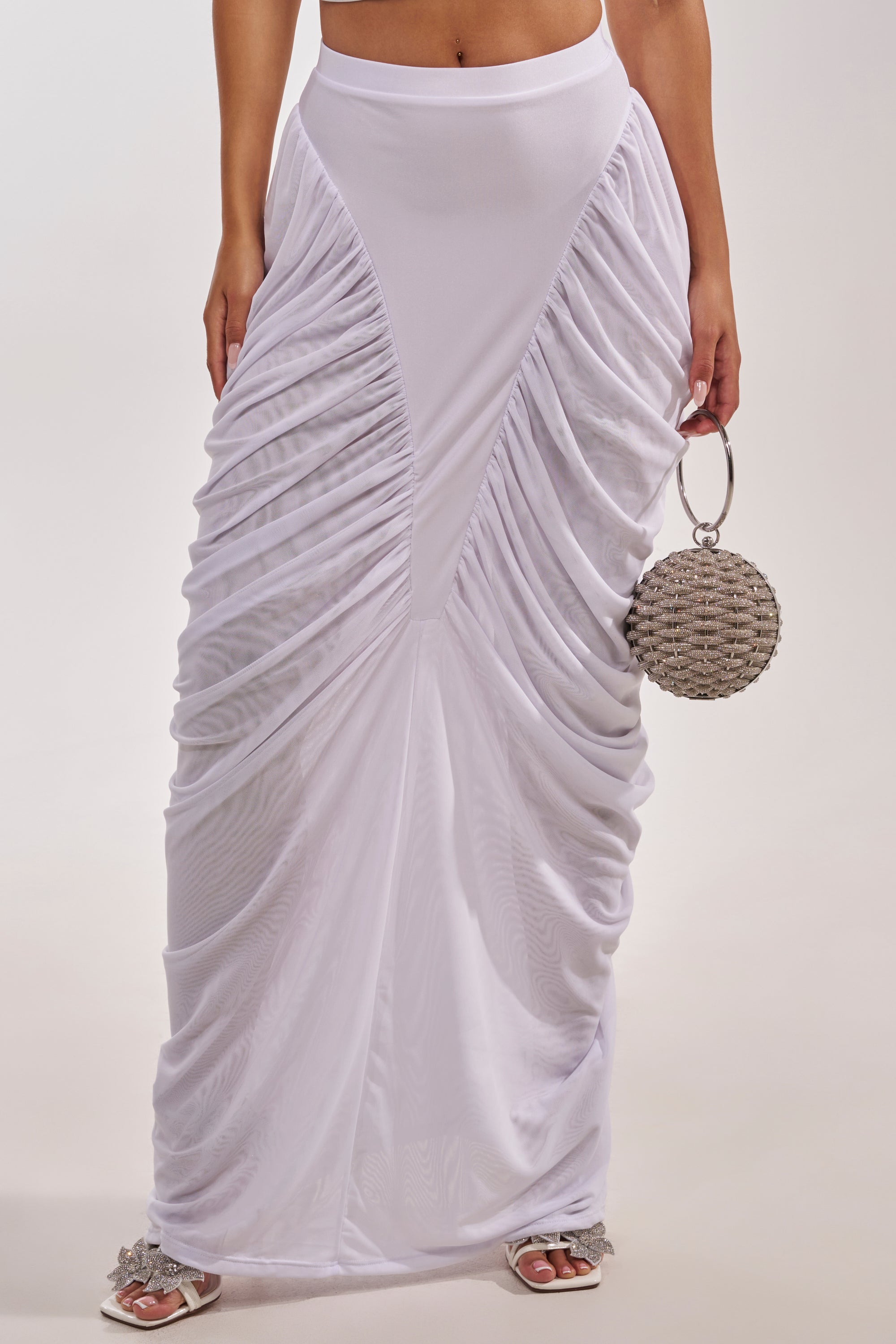 DREAMY RUCHED SKIRT IN WHITE