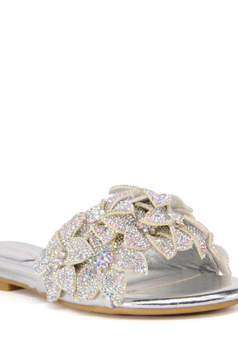AZALEA WANG PAISLEE EMBELLISHED FLOWER SANDAL IN SILVER