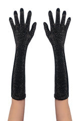 BLING BABE KNIT GLOVES IN BLACK