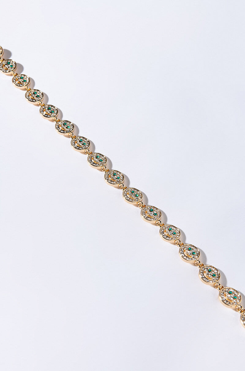 DONT WORRY BE HAPPY RHINESTONE NECKLACE